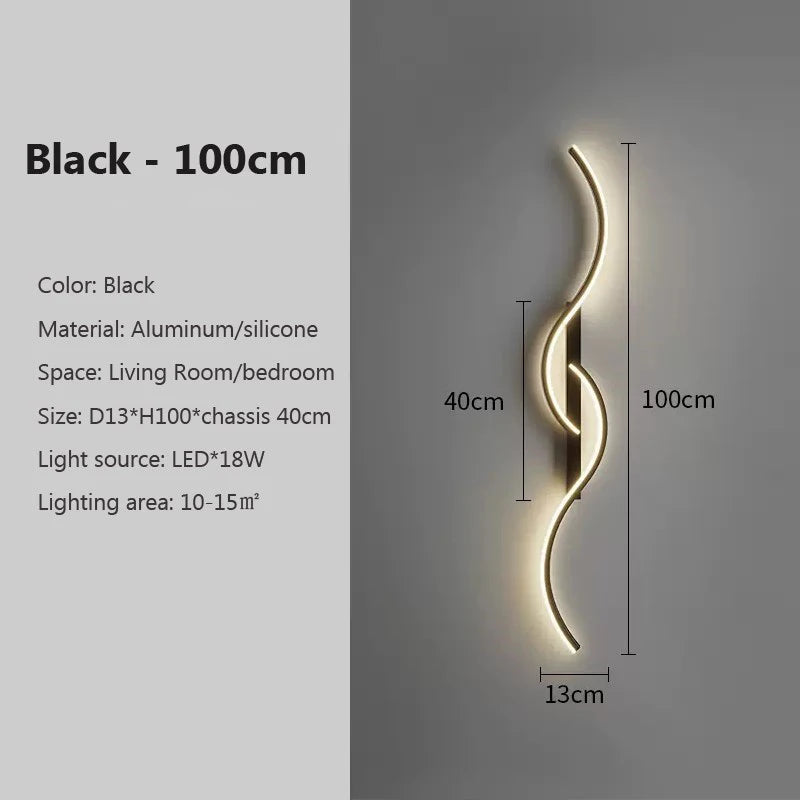 Creative LED Wall Light Long Strip Luxury Sconce Minimalist Lights for TV Background Bedroom Bedside Wall Lamp Lighting Fixtures