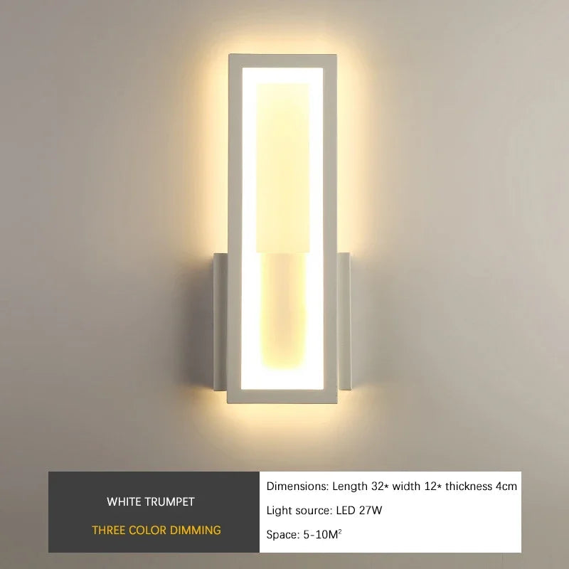 Nordic LED Wall Lamp Indoor Fixture 27W Modern Minimalist Wall Sconce Lights Living Room Bedroom Bedside Indoor Decoration