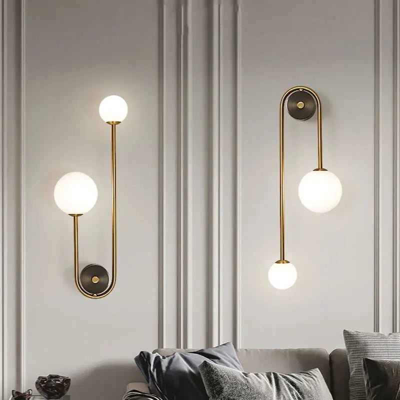 Modern Bedroom Bedside Wall Light Lamp Glass Ball LED Gold Home Decor Living Room Corridor Interior Lighting Sconce Luminaire