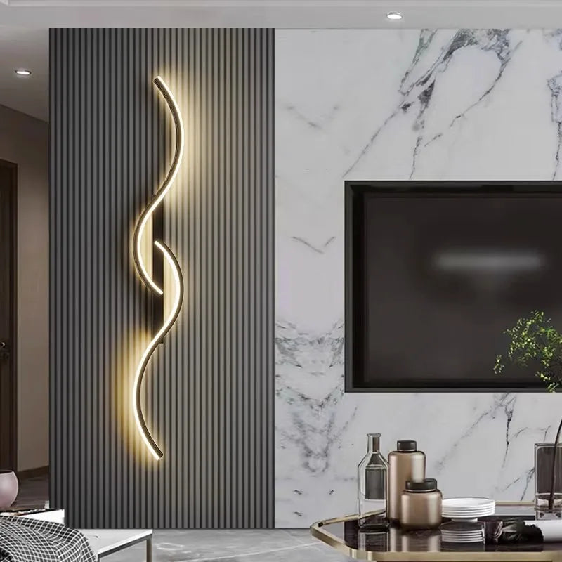 Creative LED Wall Light Long Strip Luxury Sconce Minimalist Lights for TV Background Bedroom Bedside Wall Lamp Lighting Fixtures