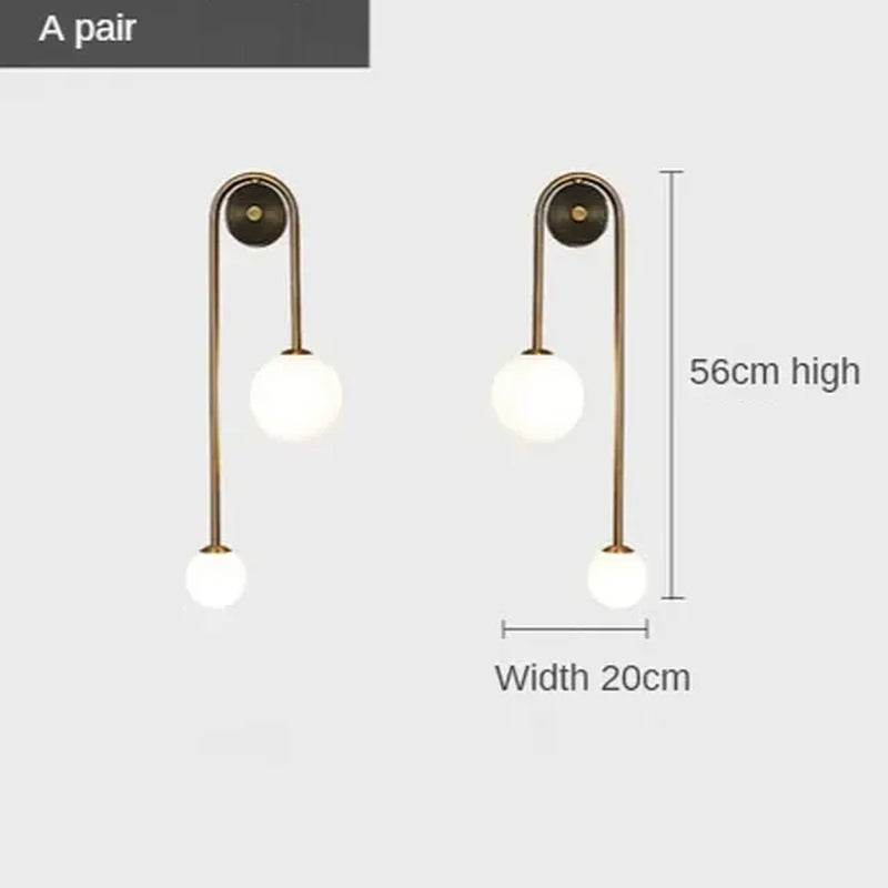 Modern Bedroom Bedside Wall Light Lamp Glass Ball LED Gold Home Decor Living Room Corridor Interior Lighting Sconce Luminaire