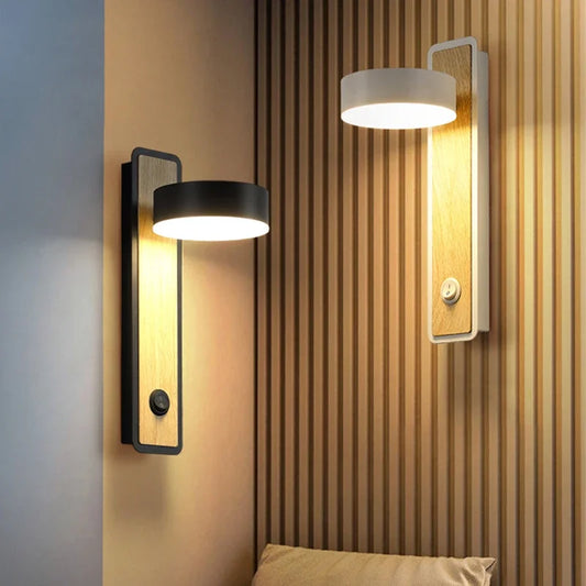 Modern LED Wall Lamps Indoor Lighting Fixture with Switch Bedside Bedroom Living Room Decoration Study Reading Wall Light Sconce