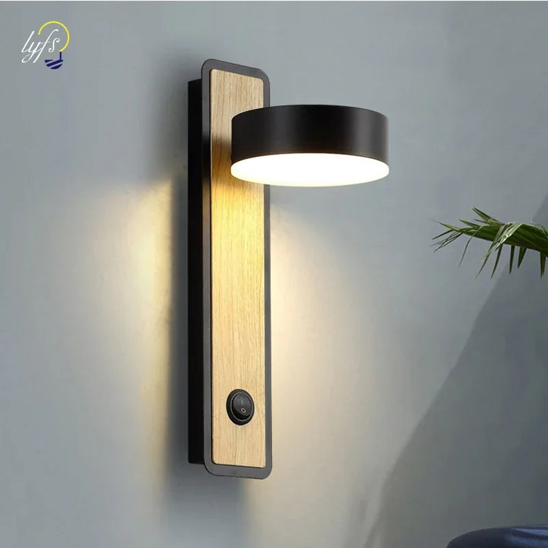 Modern LED Wall Lamps Indoor Lighting Fixture with Switch Bedside Bedroom Living Room Decoration Study Reading Wall Light Sconce