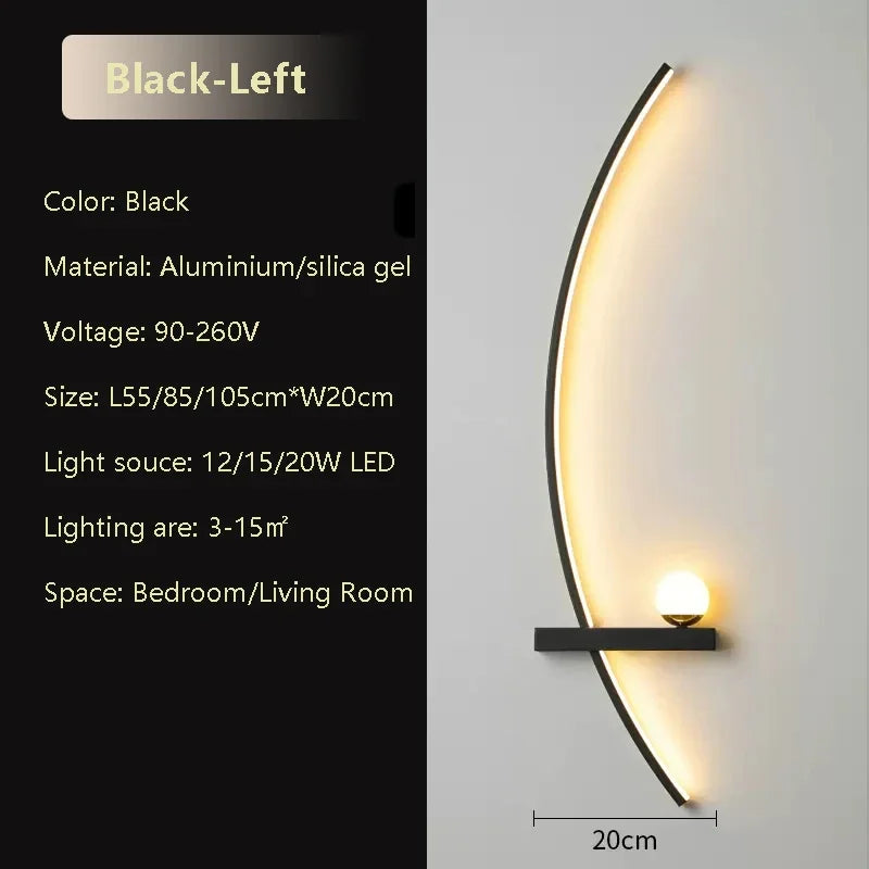 LED Wall Lamps 55/85/105CM Modern Bedside Left Right Lighting Bedside Wall Sconces Bedroom Living Room Home Decor Lights Lustre