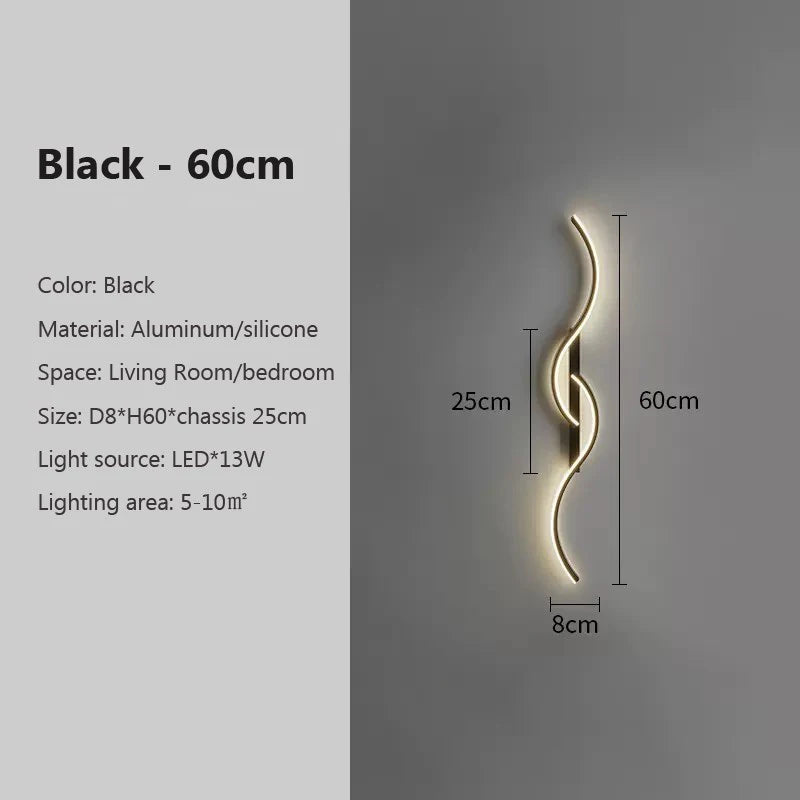 Creative LED Wall Light Long Strip Luxury Sconce Minimalist Lights for TV Background Bedroom Bedside Wall Lamp Lighting Fixtures