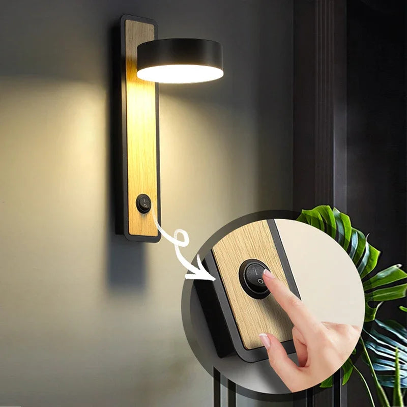 Modern LED Wall Lamps Indoor Lighting Fixture with Switch Bedside Bedroom Living Room Decoration Study Reading Wall Light Sconce