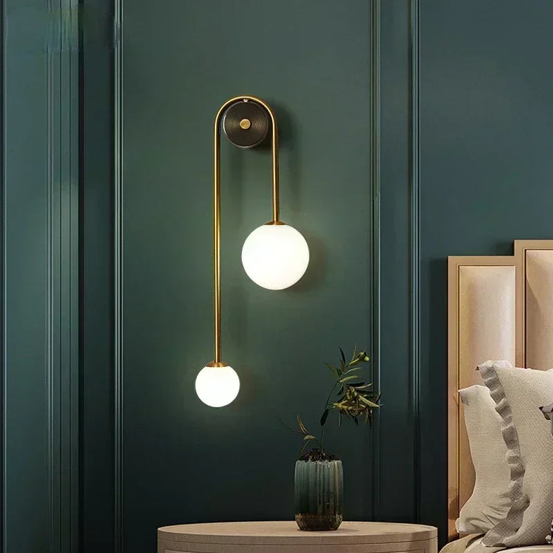 Modern Bedroom Bedside Wall Light Lamp Glass Ball LED Gold Home Decor Living Room Corridor Interior Lighting Sconce Luminaire