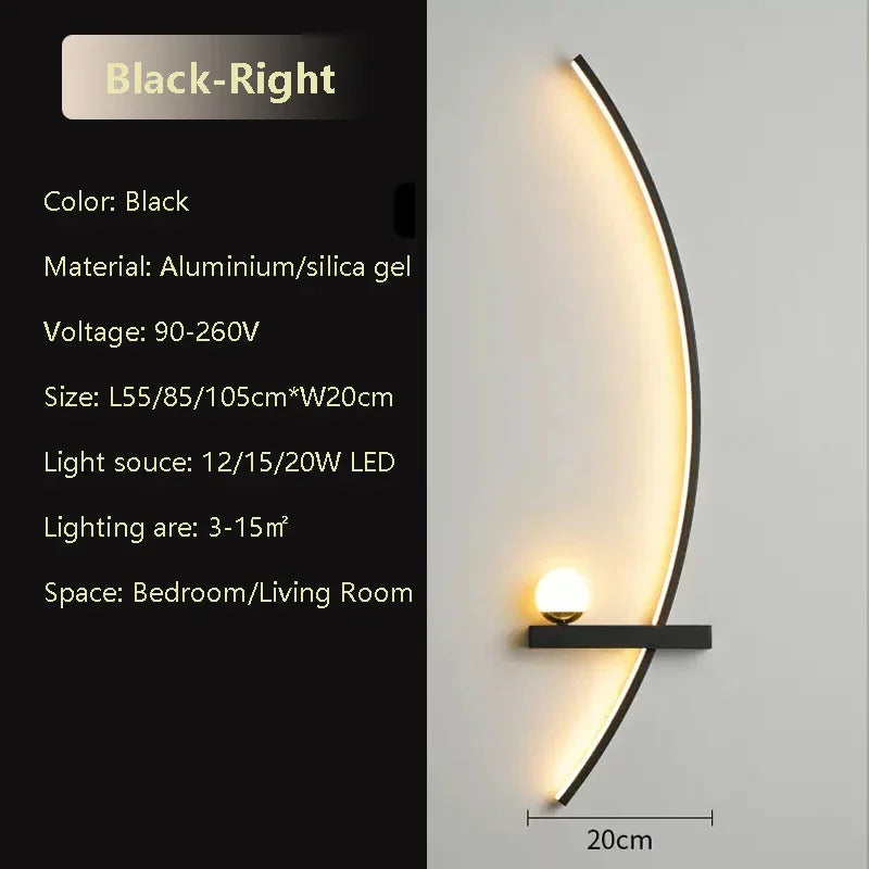 LED Wall Lamps 55/85/105CM Modern Bedside Left Right Lighting Bedside Wall Sconces Bedroom Living Room Home Decor Lights Lustre