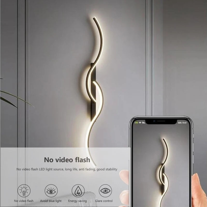 Creative LED Wall Light Long Strip Luxury Sconce Minimalist Lights for TV Background Bedroom Bedside Wall Lamp Lighting Fixtures